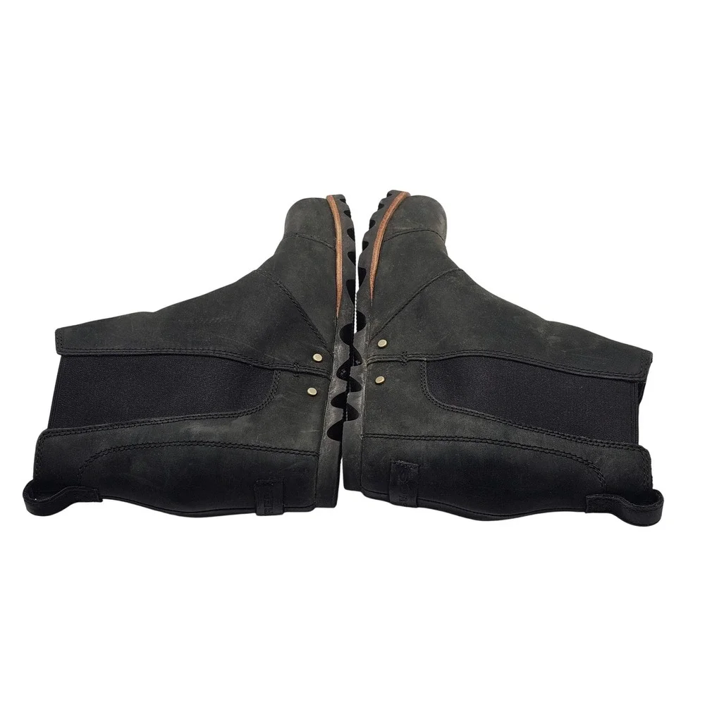 Sorel‎ Lea Wedge Leather Chelsea Boot 7.5 Black Waterproof Outdoor Pull On Tab